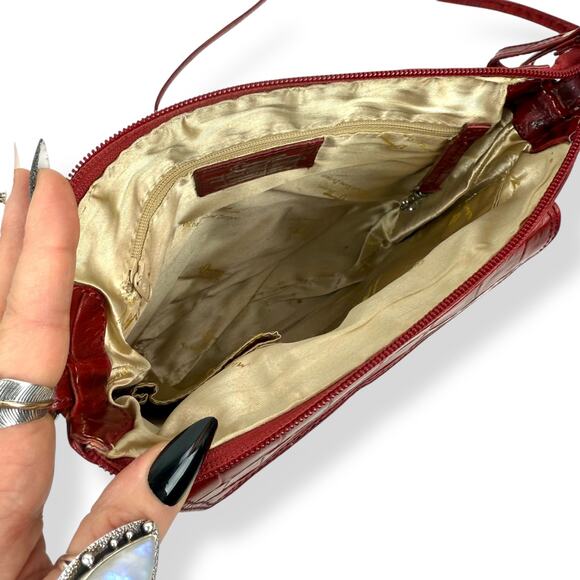 90's designer red crocodile leather bag by MICHAEL ROME DESIGNS - Picture 12 of 16
